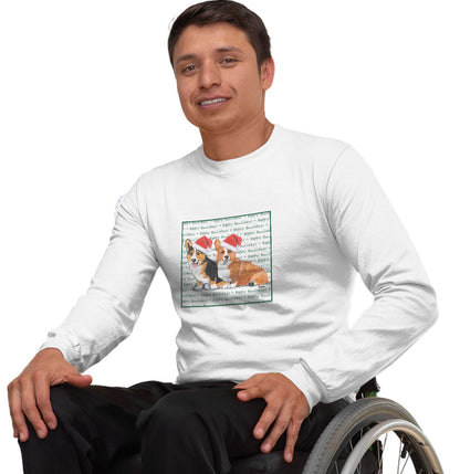 Pembroke Welsh Corgi Pair Happy Howlidays Text - Adult Unisex Long Sleeve T-Shirt