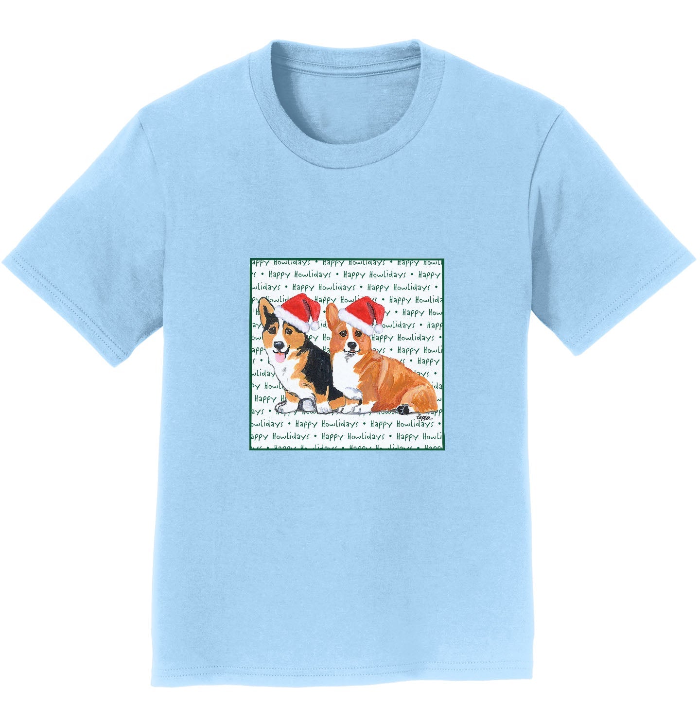 Pembroke Welsh Corgi Pair Happy Howlidays Text - Kids' Unisex T-Shirt
