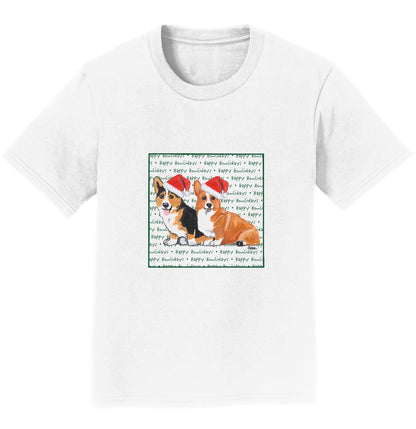 Pembroke Welsh Corgi Pair Happy Howlidays Text - Kids' Unisex T-Shirt