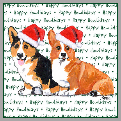 Pembroke Welsh Corgi Pair Happy Howlidays Text - Kids' Unisex Hoodie Sweatshirt