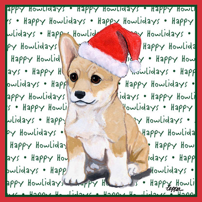 Pembroke Welsh Corgi Puppy Happy Howlidays Text - Adult Unisex T-Shirt