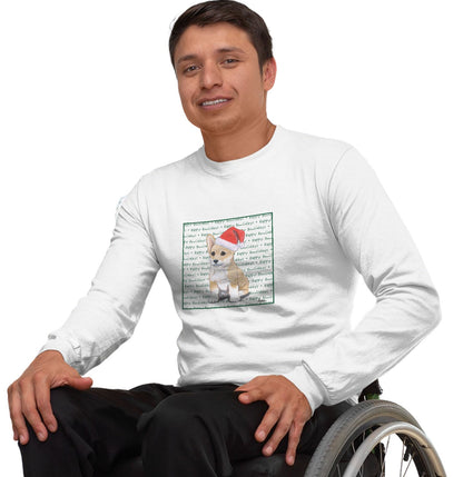 Pembroke Welsh Corgi Puppy Happy Howlidays Text - Adult Unisex Long Sleeve T-Shirt