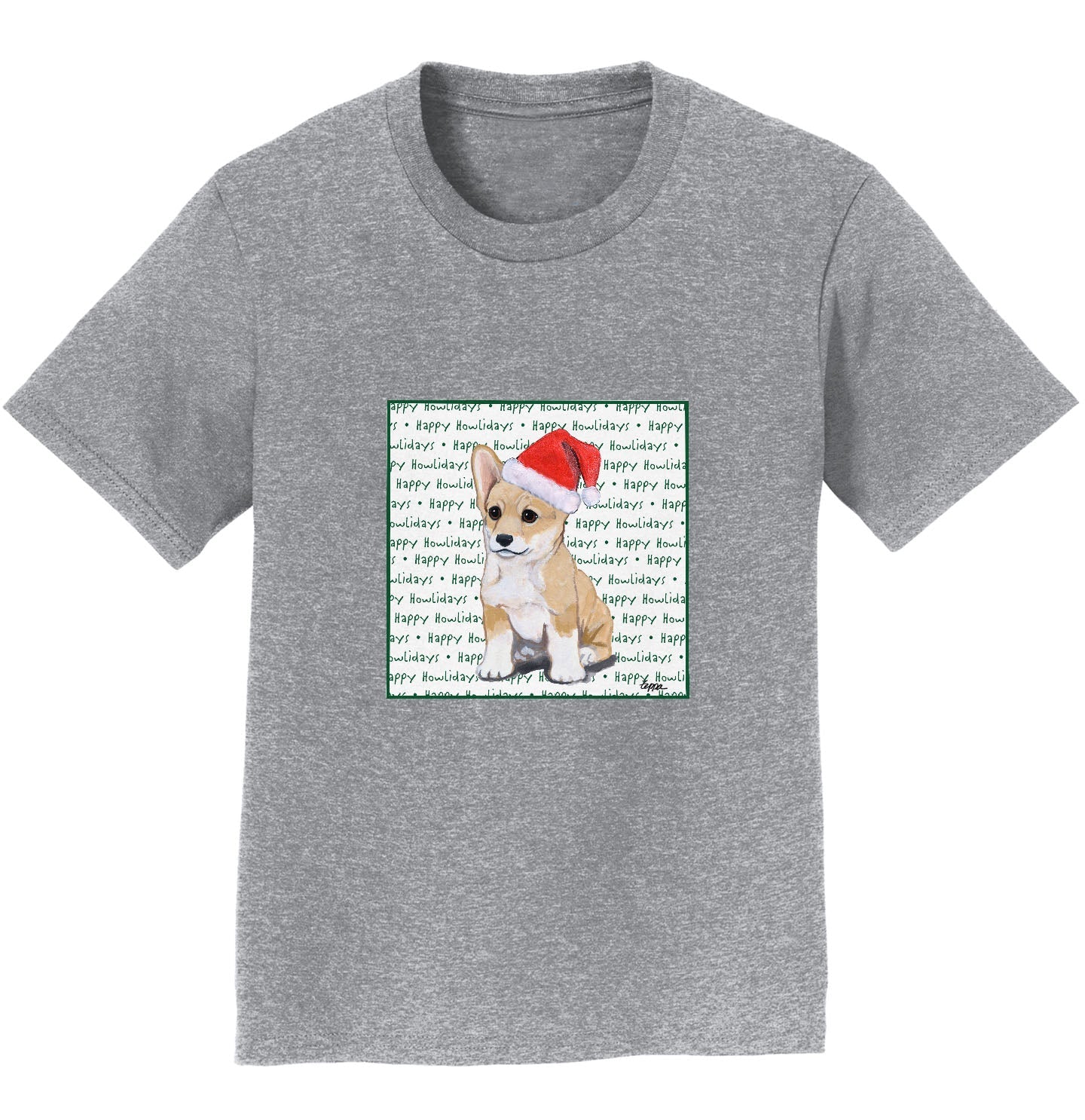 Pembroke Welsh Corgi Puppy Happy Howlidays Text - Kids' Unisex T-Shirt