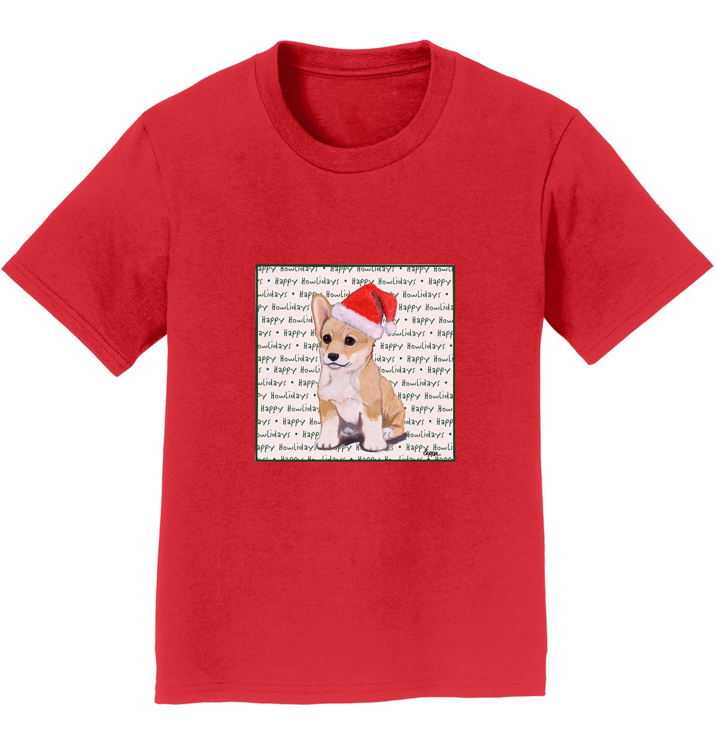 Pembroke Welsh Corgi Puppy Happy Howlidays Text - Kids' Unisex T-Shirt
