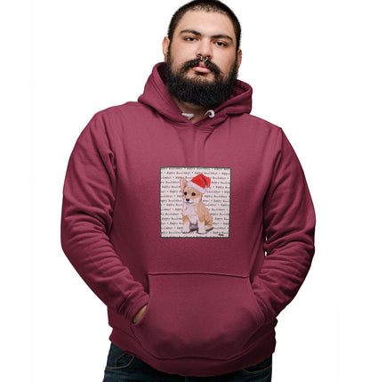 Pembroke Welsh Corgi Puppy Happy Howlidays Text - Adult Unisex Hoodie Sweatshirt