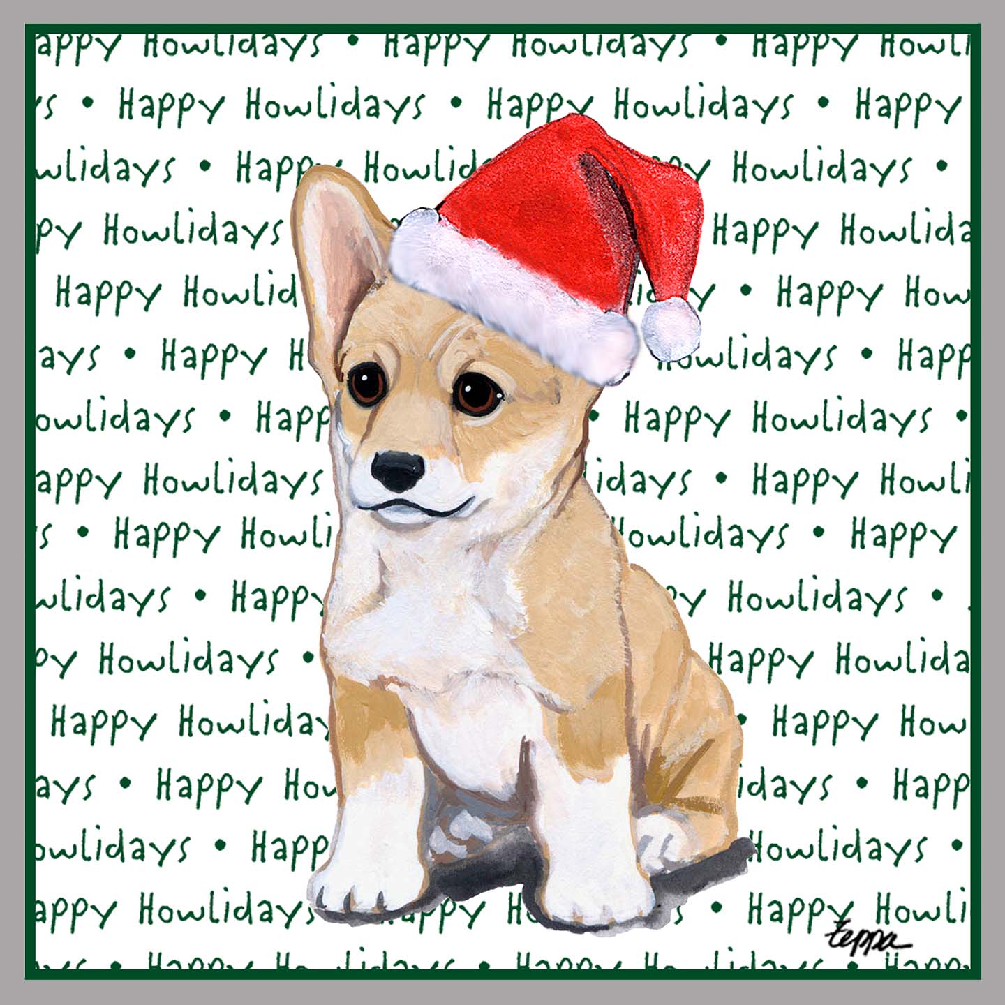 Pembroke Welsh Corgi Puppy Happy Howlidays Text - Kids' Unisex Hoodie Sweatshirt