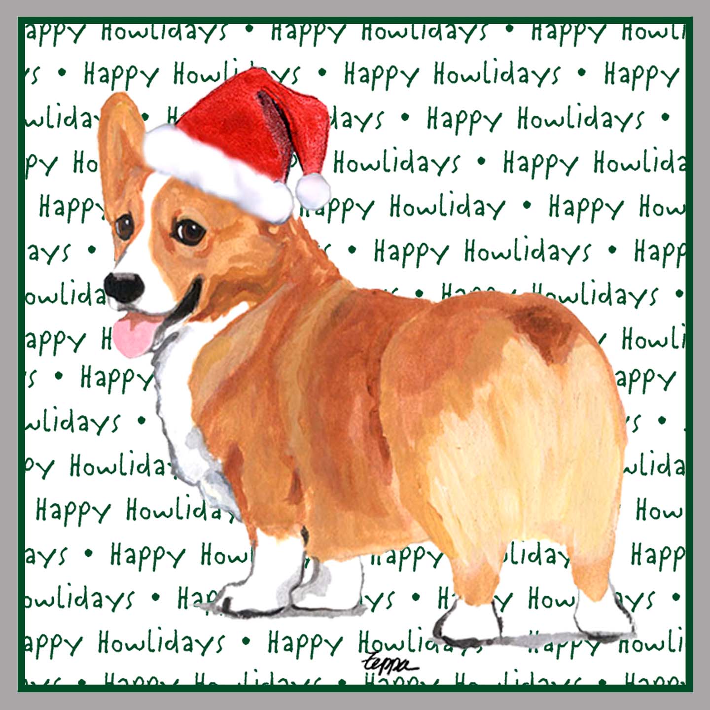 Pembroke Welsh Corgi (Red) Happy Howlidays Text - Women's V-Neck Long Sleeve T-Shirt