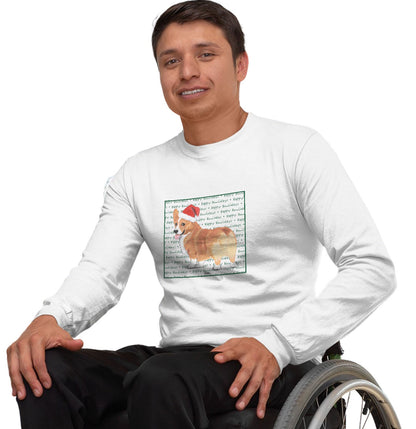 Pembroke Welsh Corgi (Red) Happy Howlidays Text - Adult Unisex Long Sleeve T-Shirt
