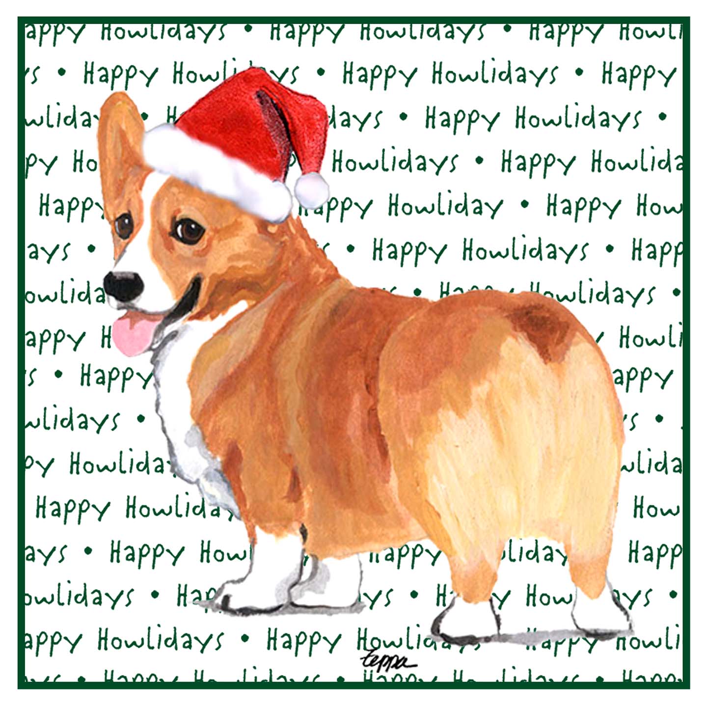 Pembroke Welsh Corgi (Red) Happy Howlidays Text - Adult Unisex Hoodie Sweatshirt