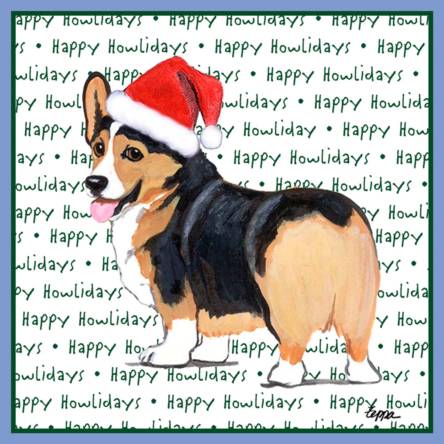 Pembroke Welsh Corgi (Tri-Color) Happy Howlidays Text - Women's Tri-Blend T-Shirt
