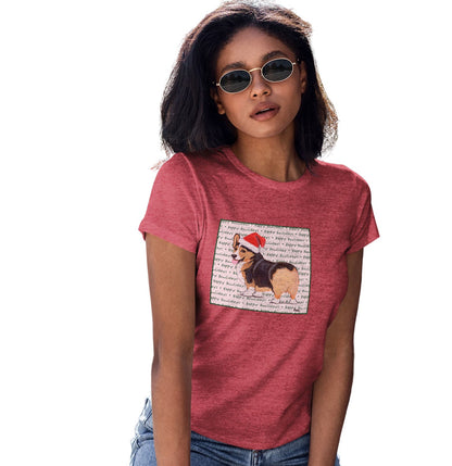 Pembroke Welsh Corgi (Tri-Color) Happy Howlidays Text - Women's Tri-Blend T-Shirt