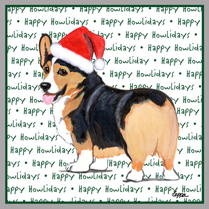 Pembroke Welsh Corgi (Tri-Color) Happy Howlidays Text - Kids' Unisex Hoodie Sweatshirt