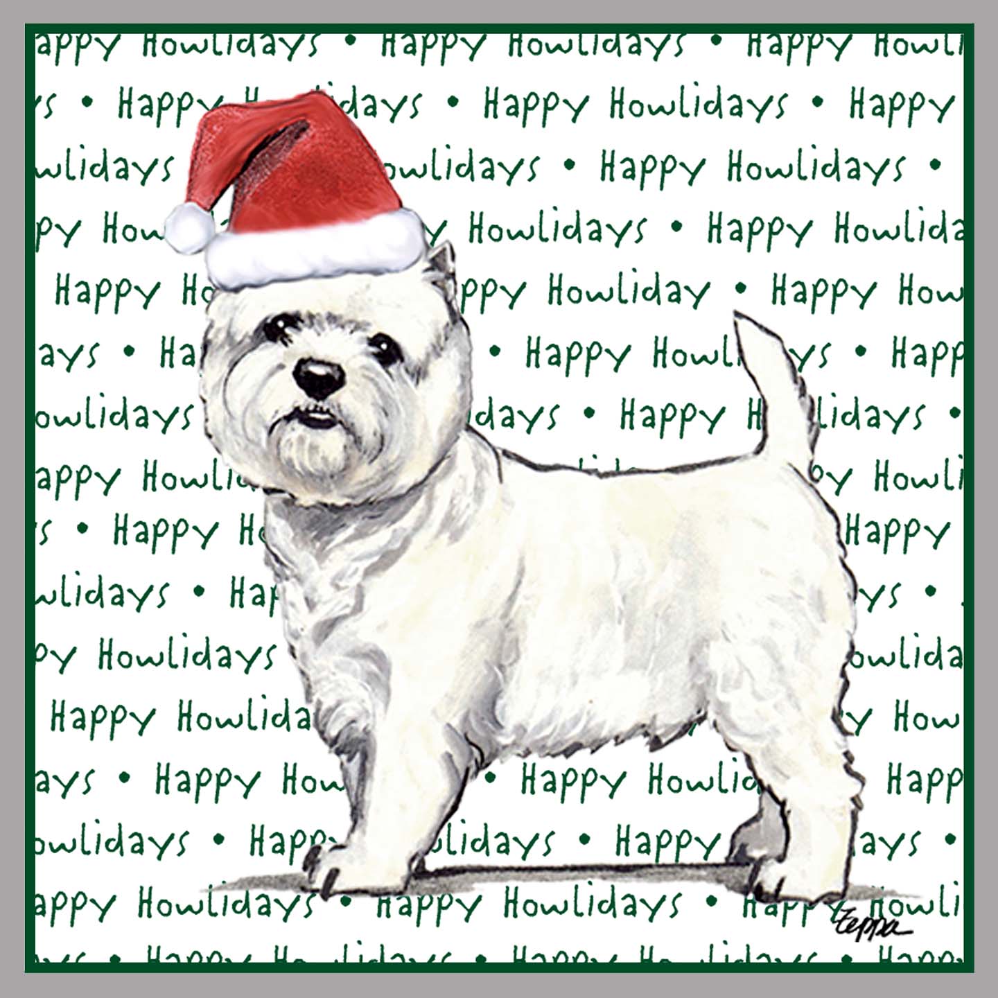 West Highland White Terrier Happy Howlidays Text - Women's V-Neck Long Sleeve T-Shirt