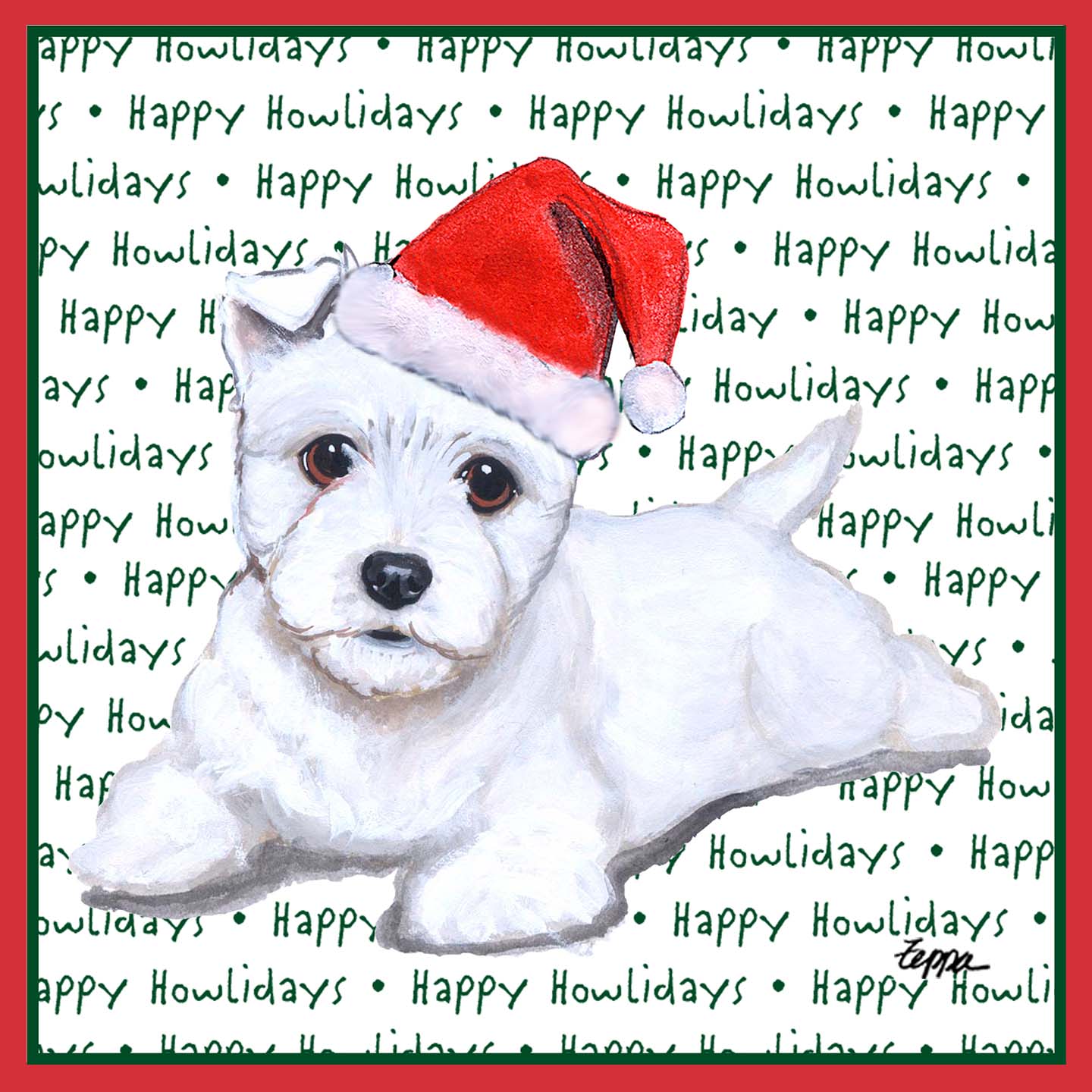 West Highland White Terrier Puppy Happy Howlidays Text - Adult Unisex Long Sleeve T-Shirt