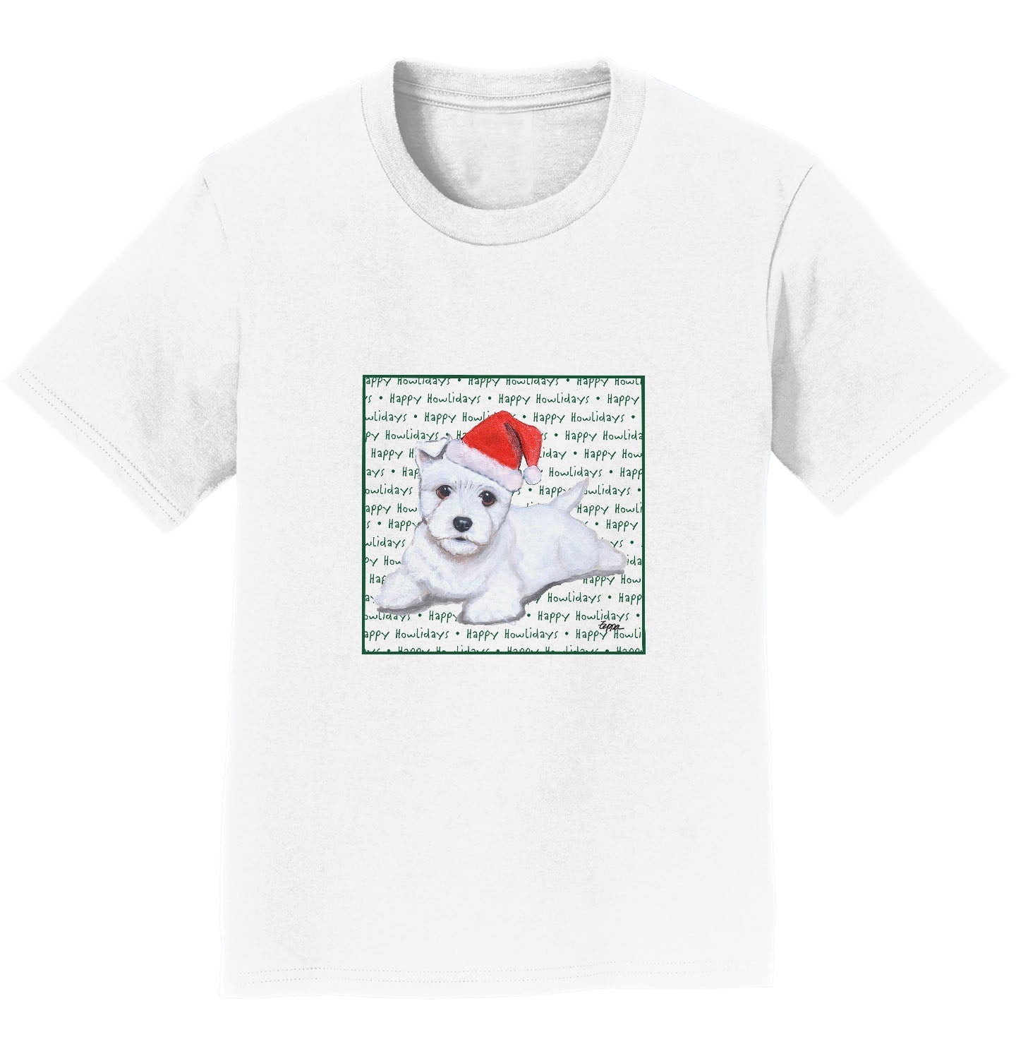 West Highland White Terrier Puppy Happy Howlidays Text - Kids' Unisex T-Shirt