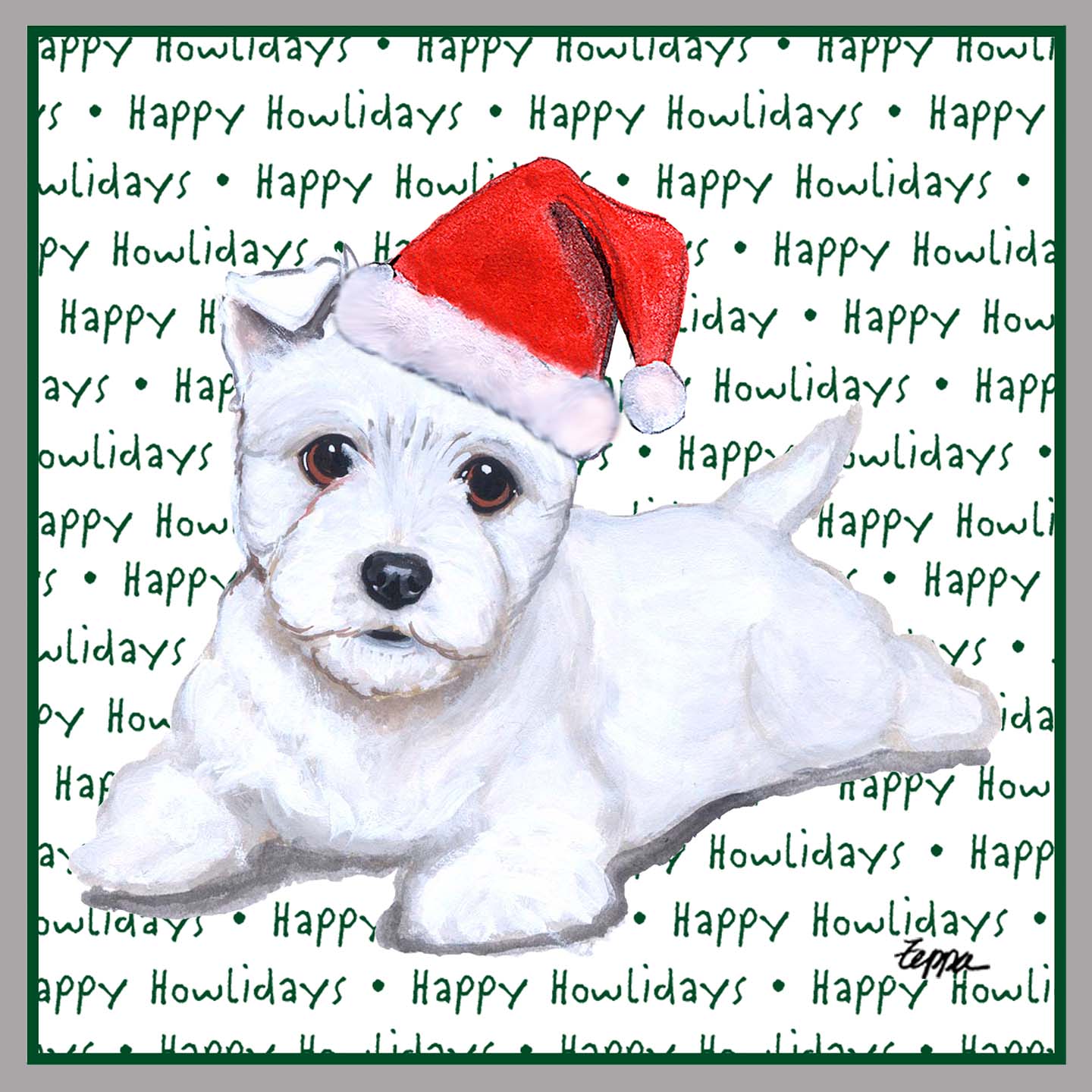 West Highland White Terrier Puppy Happy Howlidays Text - Adult Unisex Crewneck Sweatshirt