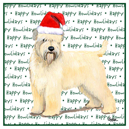 Soft Coated Wheaten Terrier Happy Howlidays Text - Women's V-Neck T-Shirt