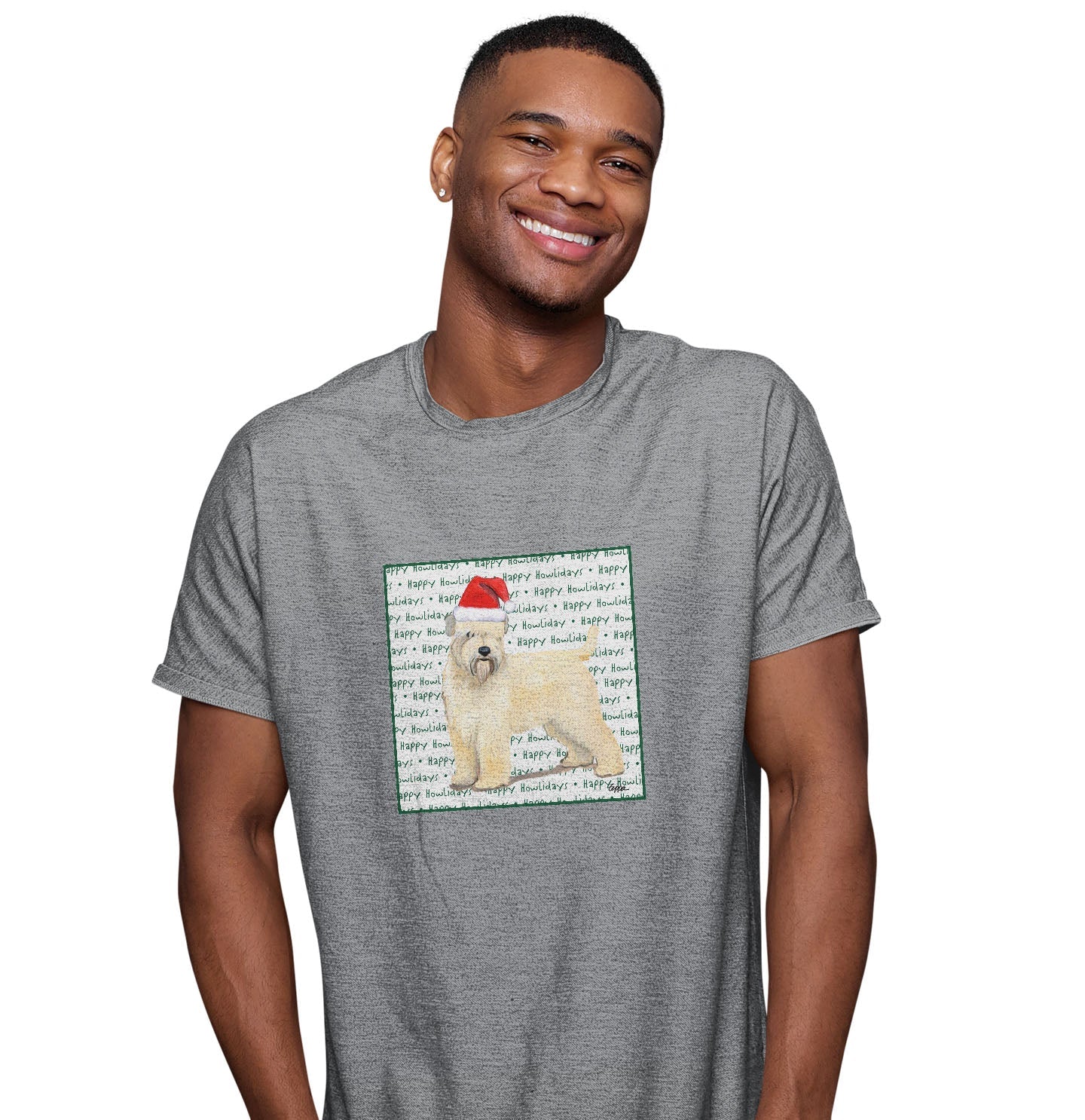 Soft Coated Wheaten Terrier Happy Howlidays Text - Adult Unisex T-Shirt