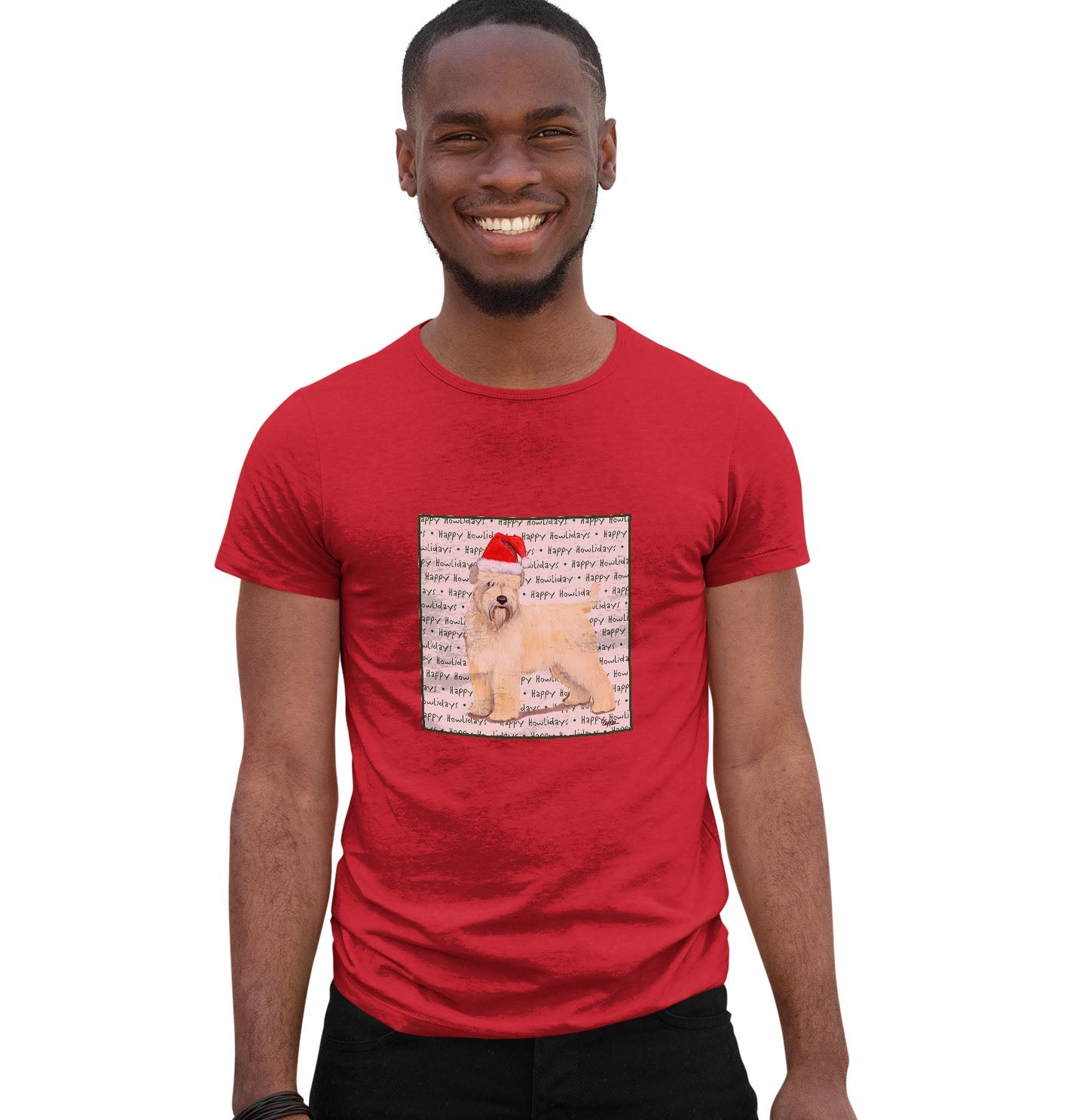 Soft Coated Wheaten Terrier Happy Howlidays Text - Adult Unisex T-Shirt