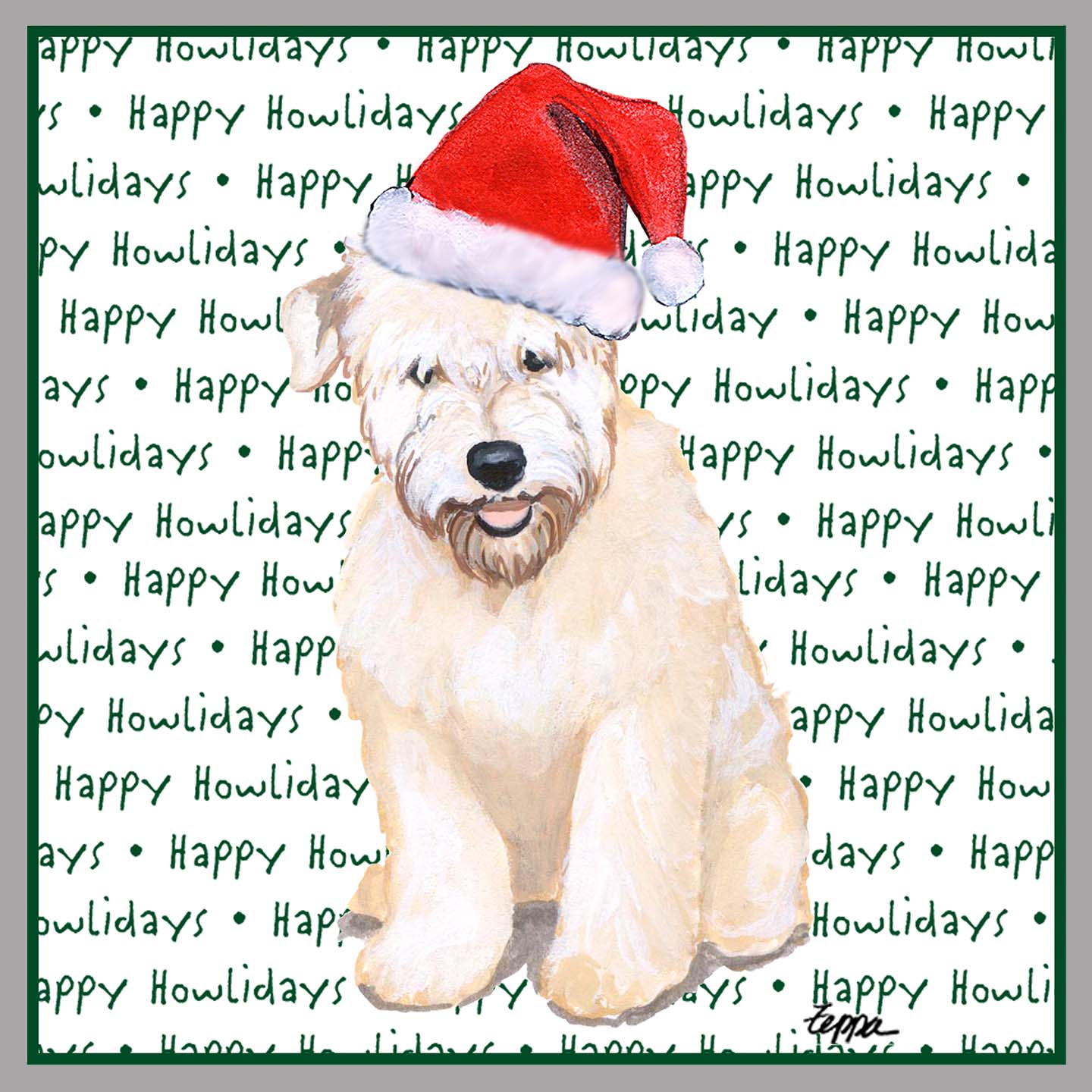 Soft Coated Wheaten Terrier Puppy Happy Howlidays Text - Women's V-Neck Long Sleeve T-Shirt