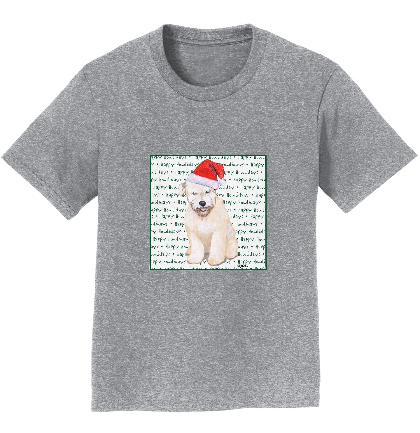 Soft Coated Wheaten Terrier Puppy Happy Howlidays Text - Kids' Unisex T-Shirt
