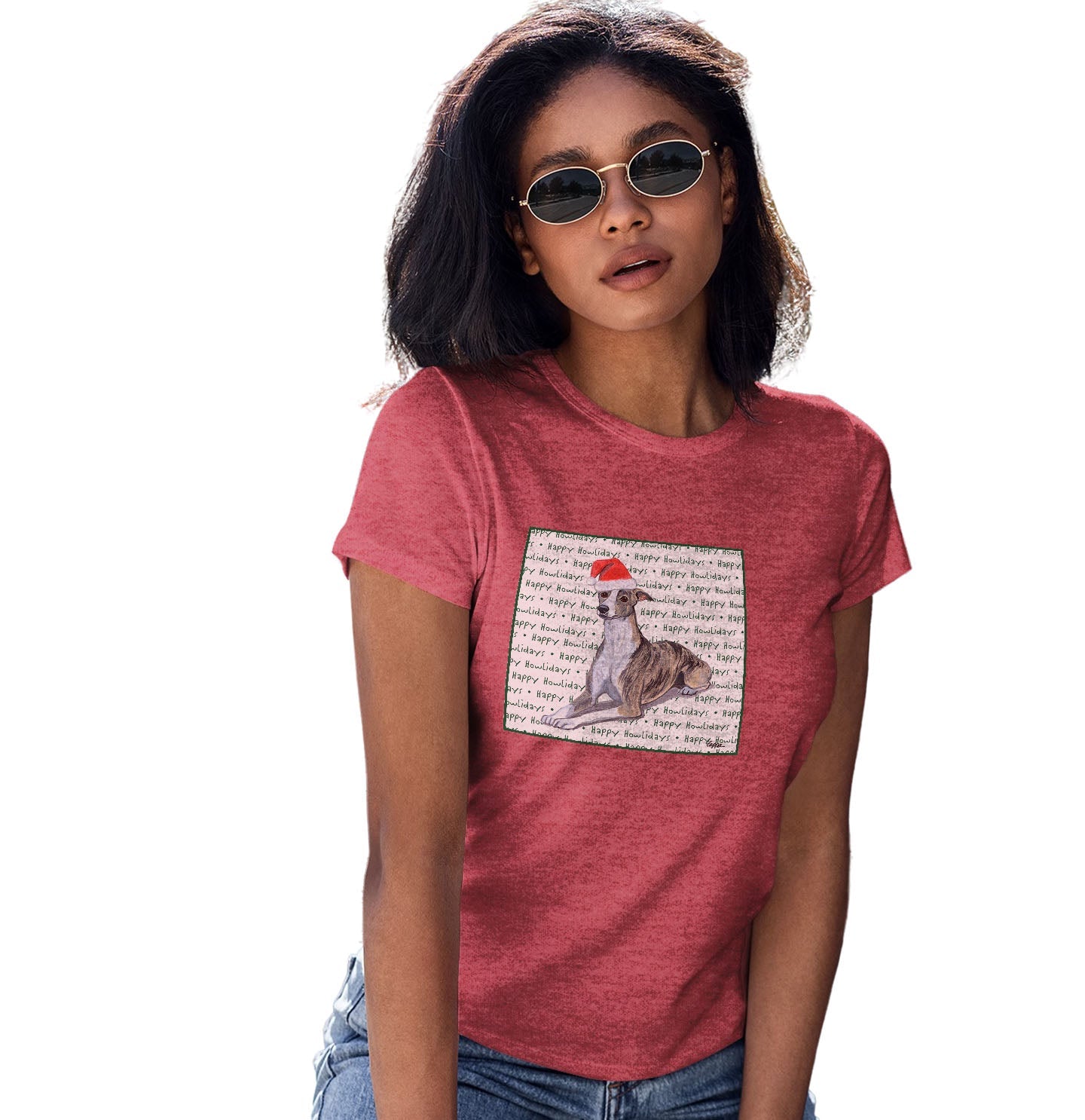 Whippet Happy Howlidays Text - Women's Tri-Blend T-Shirt
