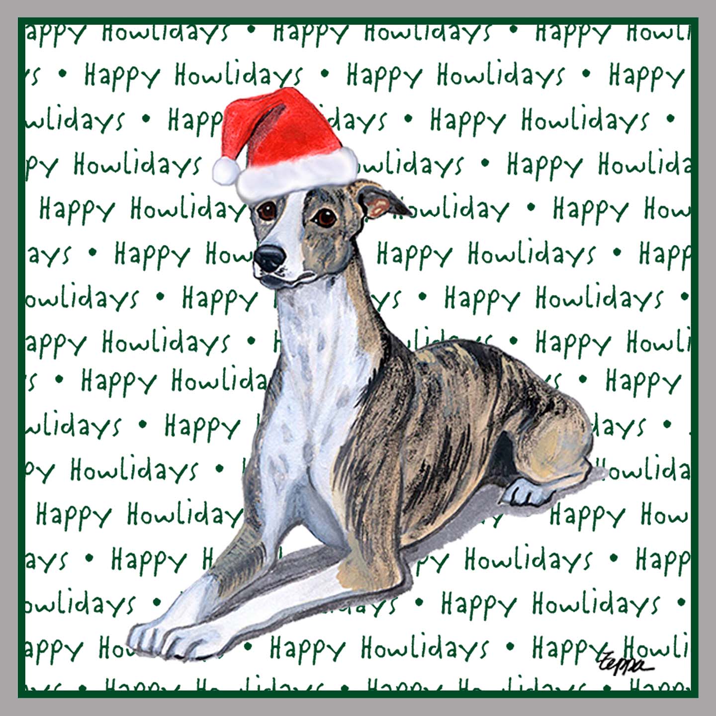 Whippet Happy Howlidays Text - Women's V-Neck Long Sleeve T-Shirt