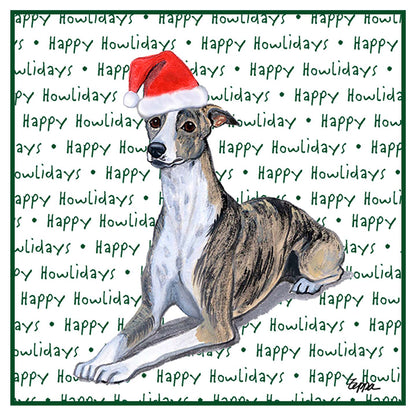 Whippet Happy Howlidays Text - Women's V-Neck T-Shirt