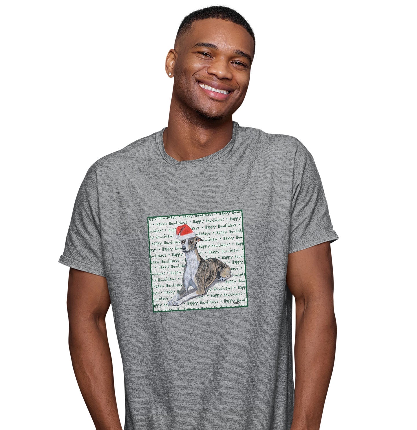 Whippet Happy Howlidays Text - Adult Unisex T-Shirt