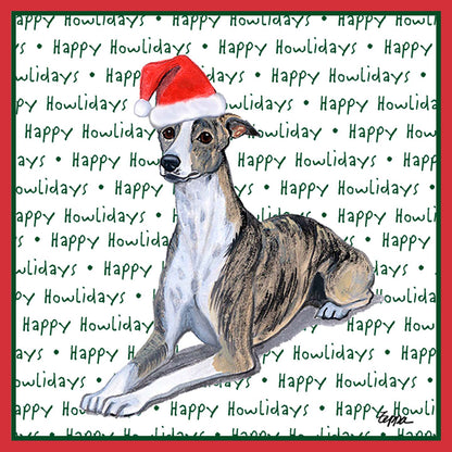 Whippet Happy Howlidays Text - Adult Unisex Long Sleeve T-Shirt
