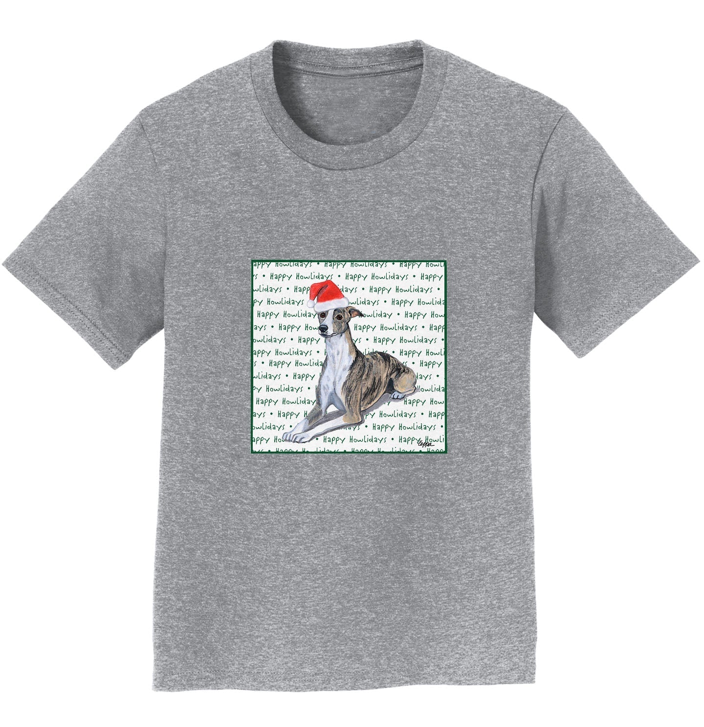 Whippet Happy Howlidays Text - Kids' Unisex T-Shirt