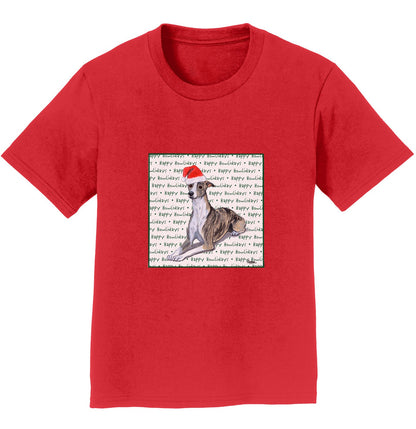 Whippet Happy Howlidays Text - Kids' Unisex T-Shirt