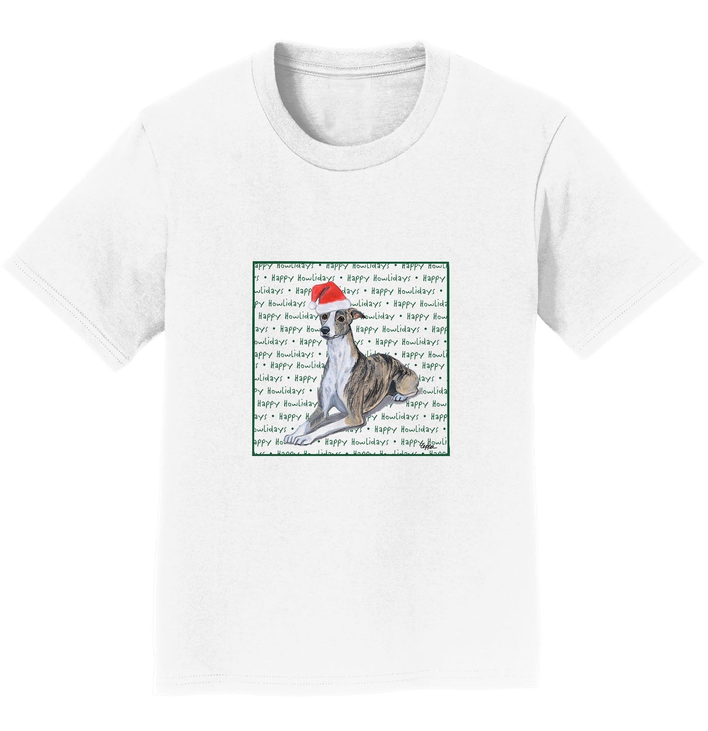 Whippet Happy Howlidays Text - Kids' Unisex T-Shirt