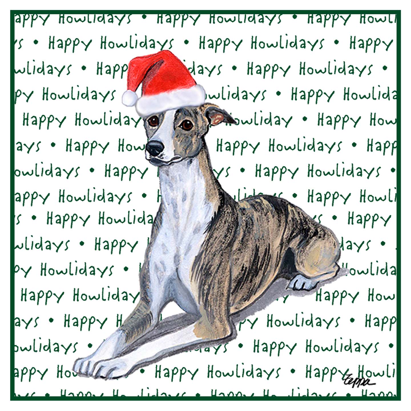 Whippet Happy Howlidays Text - Adult Unisex Hoodie Sweatshirt