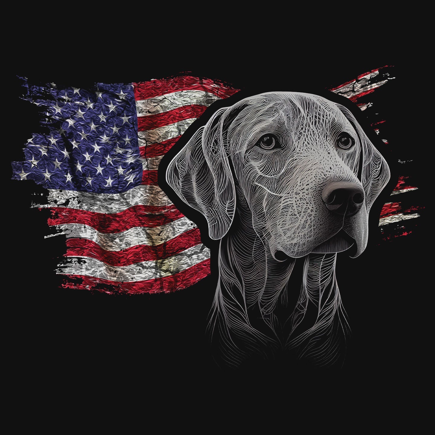 Patriotic Weimaraner American Flag - Women's V-Neck T-Shirt