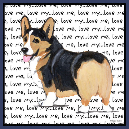 Tri Color Corgi Puppy Love Text - Adult Unisex Crewneck Sweatshirt