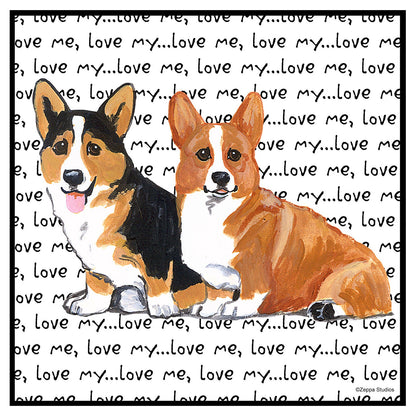 Two Corgi Love Text - Women's V-Neck T-Shirt