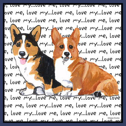 Two Corgi Love Text - Adult Unisex Crewneck Sweatshirt