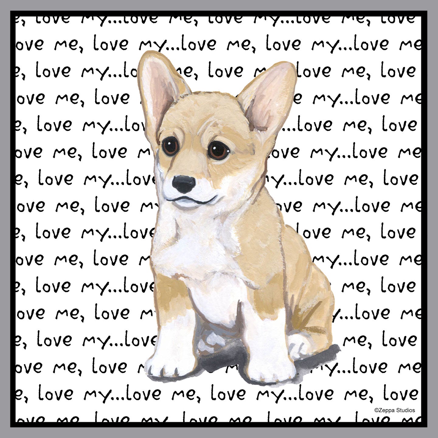 Corgi Puppy Love Text - Adult Unisex Crewneck Sweatshirt