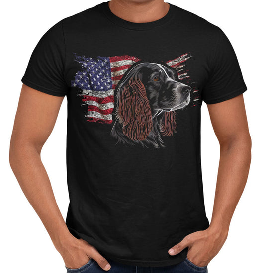 Patriotic Welsh Springer Spaniel American Flag - Adult Unisex T-Shirt