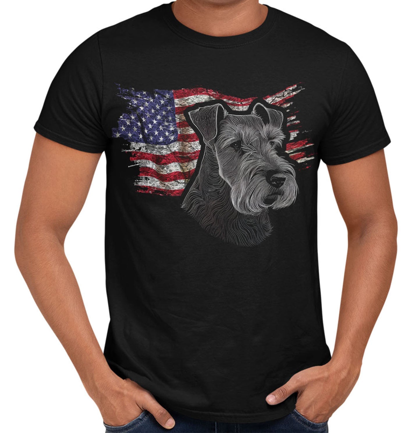 Patriotic Welsh Terrier American Flag - Adult Unisex T-Shirt
