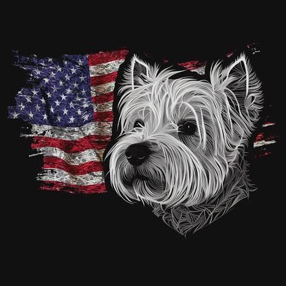 Patriotic West Highland White Terrier American Flag - Women's V-Neck T-Shirt