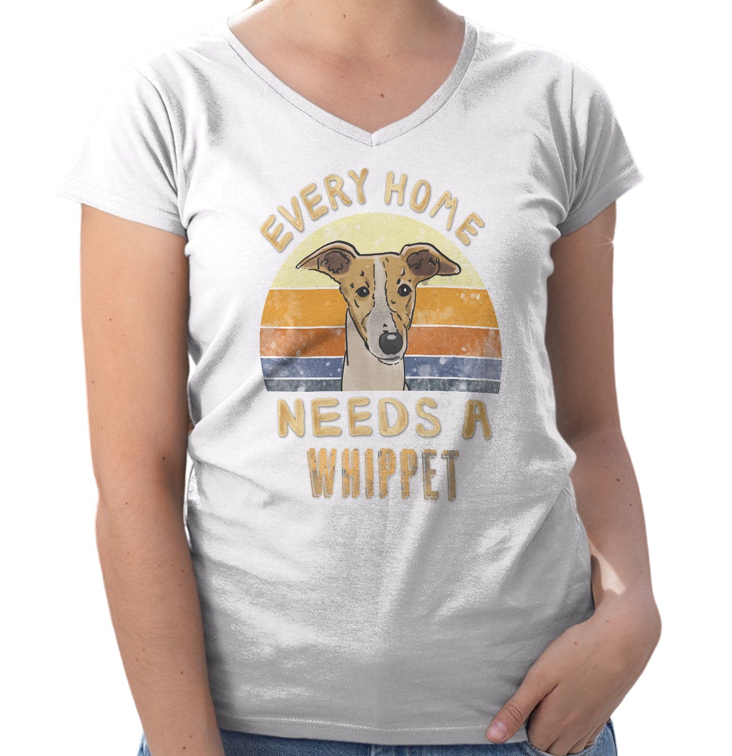 Every Home Needs a Whippet - Women's V-Neck T-Shirt