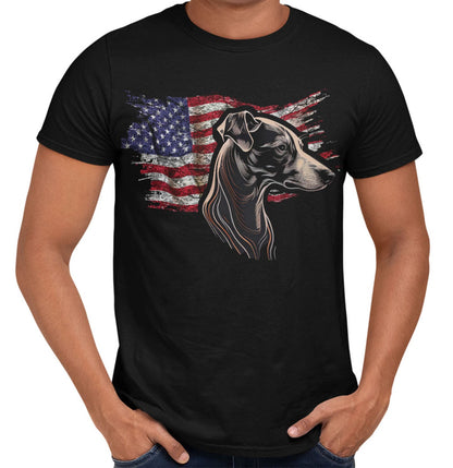 Patriotic Whippet American Flag - Adult Unisex T-Shirt