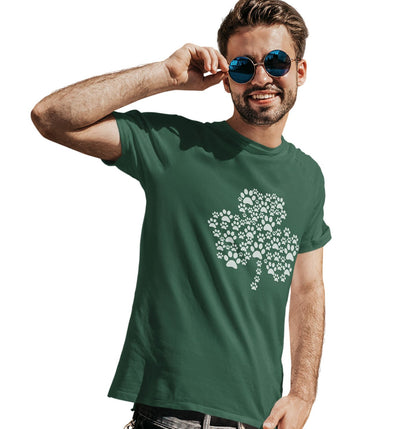 Animal Pride - White Shamrock Paw Print - Adult Unisex T-Shirt