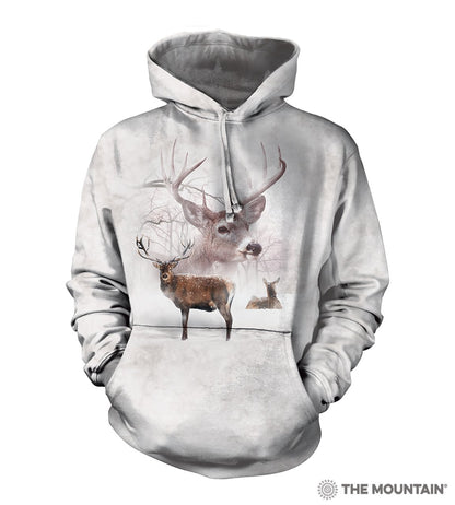 Wintertime Deer - Adult Unisex Hoodie Sweatshirt