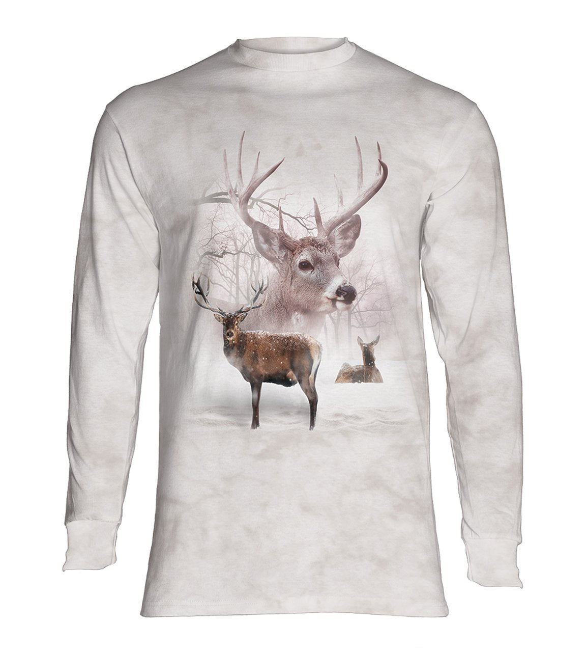 Wintertime Deer - The Mountain - Long Sleeve 3D Animal T-Shirt