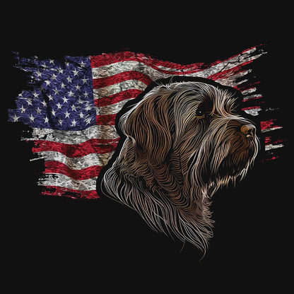 Patriotic Wirehaired Pointing Griffon American Flag - Women's V-Neck T-Shirt