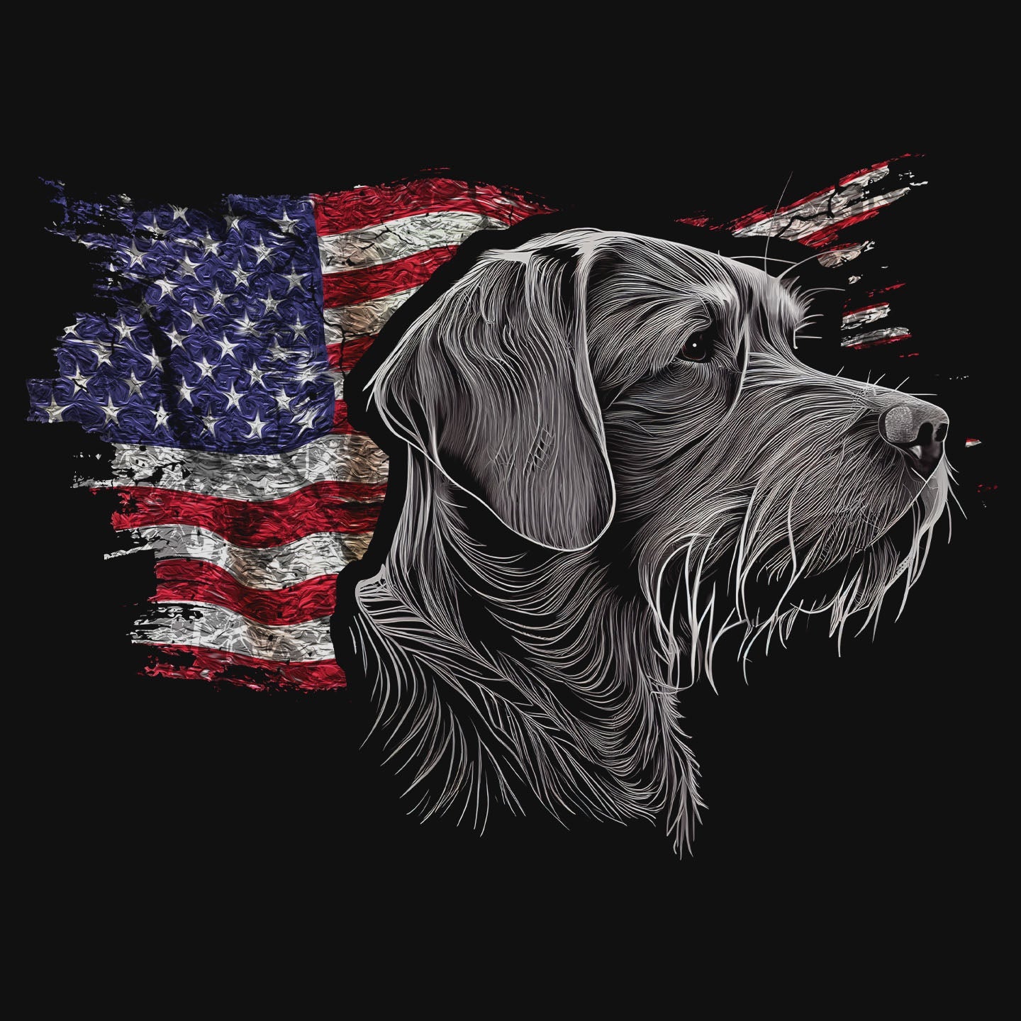 Patriotic Wirehaired Vizsla American Flag - Women's V-Neck T-Shirt