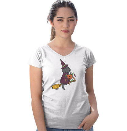 Black Lab Witch - Women's V-Neck T-Shirt